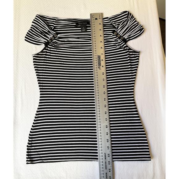 White House Black Market Women Shirt S Striped Button Boat Neck Pullover - Picture 7 of 7